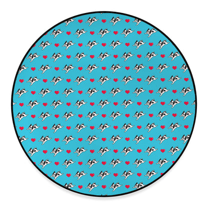 Love French Bulldog Pattern Print Round Floor Mat