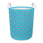 Love French Bulldog Pattern Print Round Laundry Basket