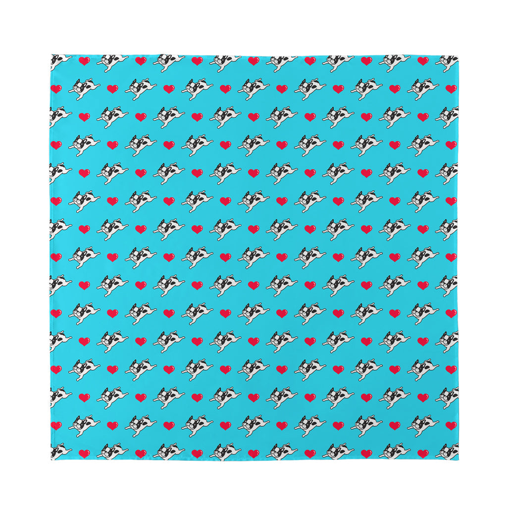 Love French Bulldog Pattern Print Silk Bandana