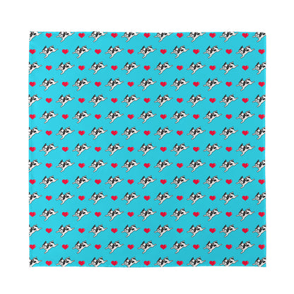 Love French Bulldog Pattern Print Silk Bandana