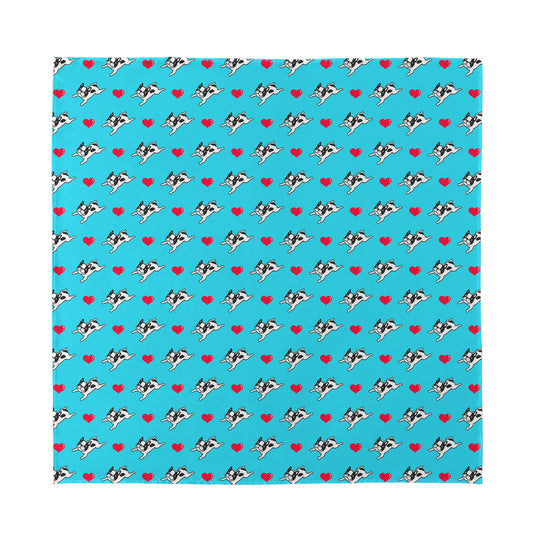 Love French Bulldog Pattern Print Silk Bandana