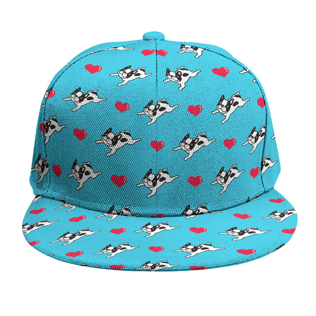 Love French Bulldog Pattern Print Snapback Cap