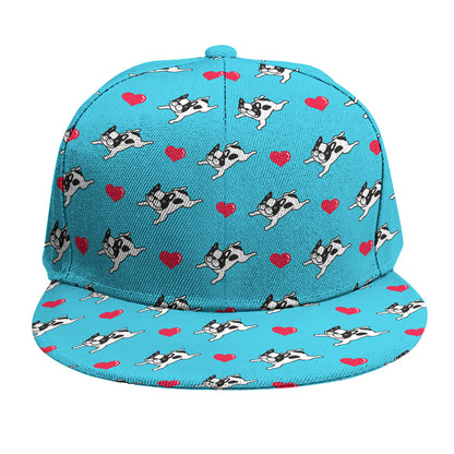 Love French Bulldog Pattern Print Snapback Cap