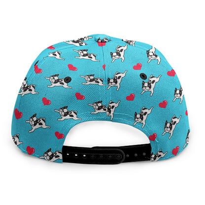 Love French Bulldog Pattern Print Snapback Cap