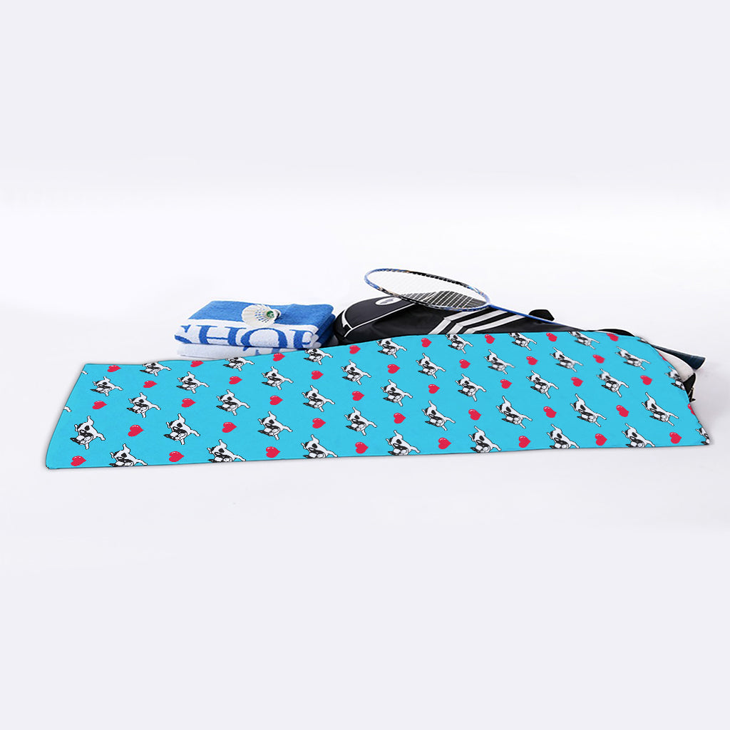 Love French Bulldog Pattern Print Sports Towel
