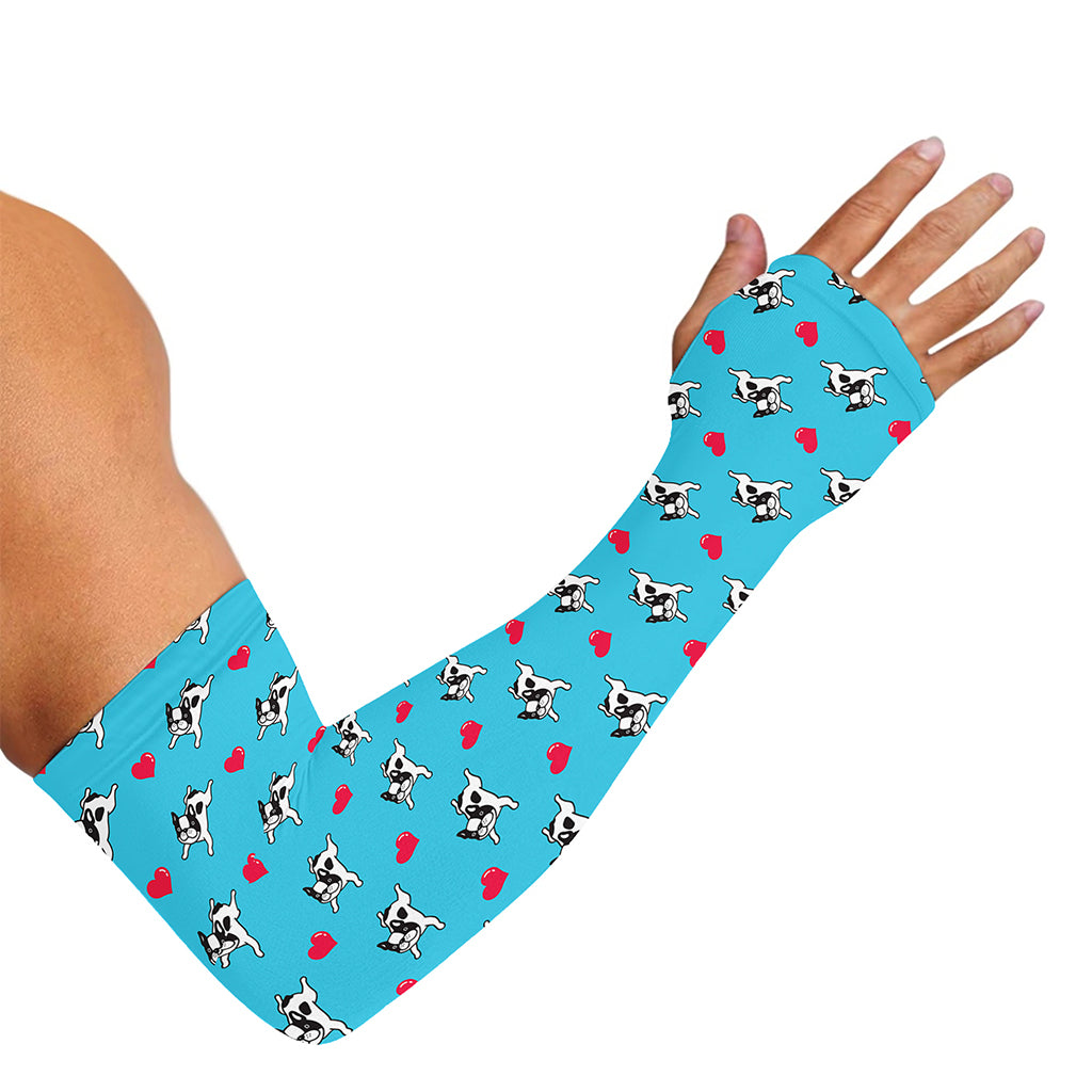 Love French Bulldog Pattern Print Sun Protection Arm Sleeves