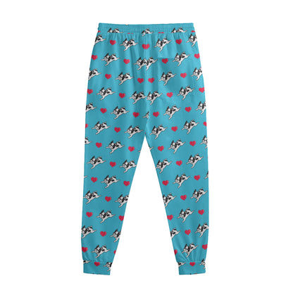 Love French Bulldog Pattern Print Sweatpants