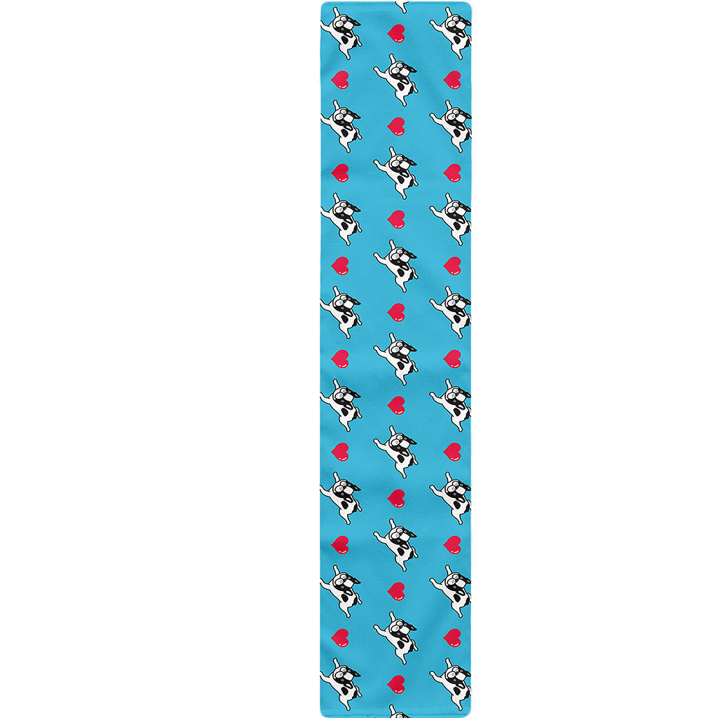 Love French Bulldog Pattern Print Table Runner
