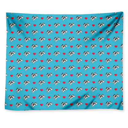 Love French Bulldog Pattern Print Tapestry