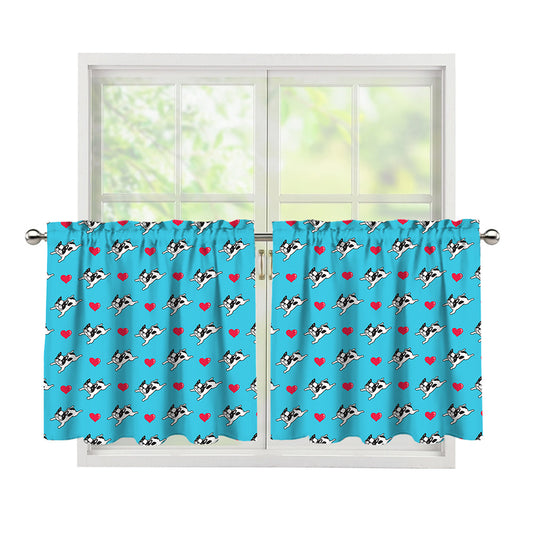 Love French Bulldog Pattern Print Tier Curtains