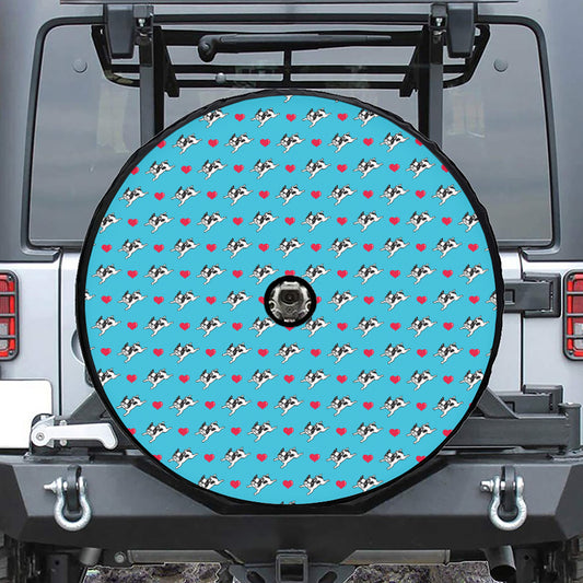 Love French Bulldog Pattern Print Tire Cover With Camera Hole