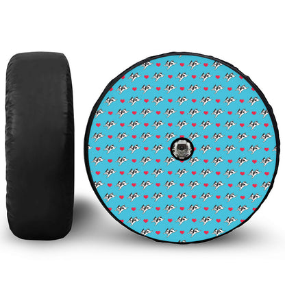 Love French Bulldog Pattern Print Tire Cover With Camera Hole