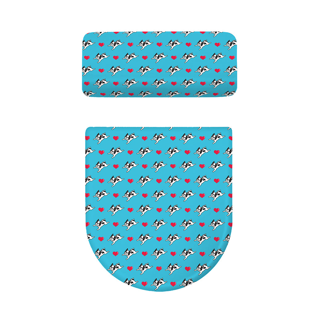 Love French Bulldog Pattern Print Toilet Lid And Tank Cover Set