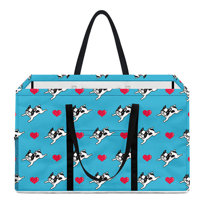 Love French Bulldog Pattern Print Utility Tote Bag