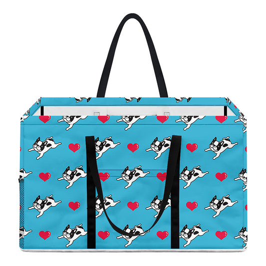 Love French Bulldog Pattern Print Utility Tote Bag