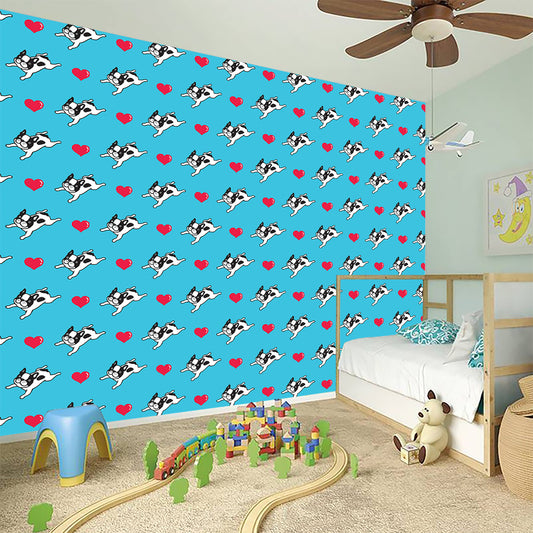 Love French Bulldog Pattern Print Wall Sticker