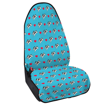 Love French Bulldog Pattern Print Waterproof Car Seat Cover