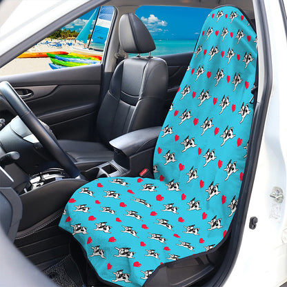 Love French Bulldog Pattern Print Waterproof Car Seat Cover