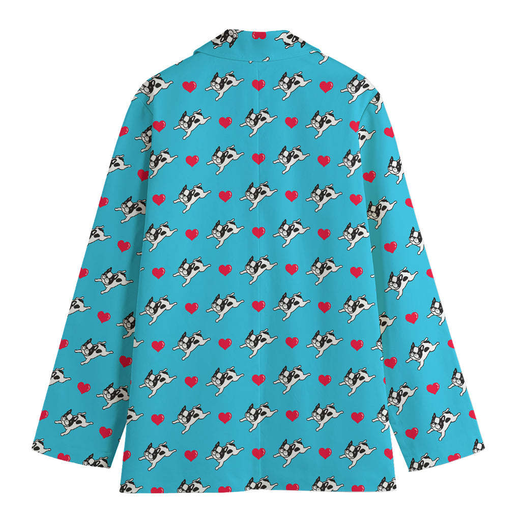 Love French Bulldog Pattern Print Women's Blazer