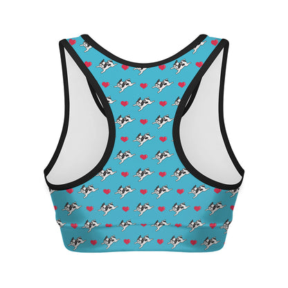 Love French Bulldog Pattern Print Women's Sports Bra