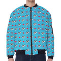 Love French Bulldog Pattern Print Zip Sleeve Bomber Jacket
