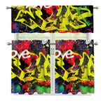 Love NYC Graffiti Print 3 Piece Kitchen Curtains