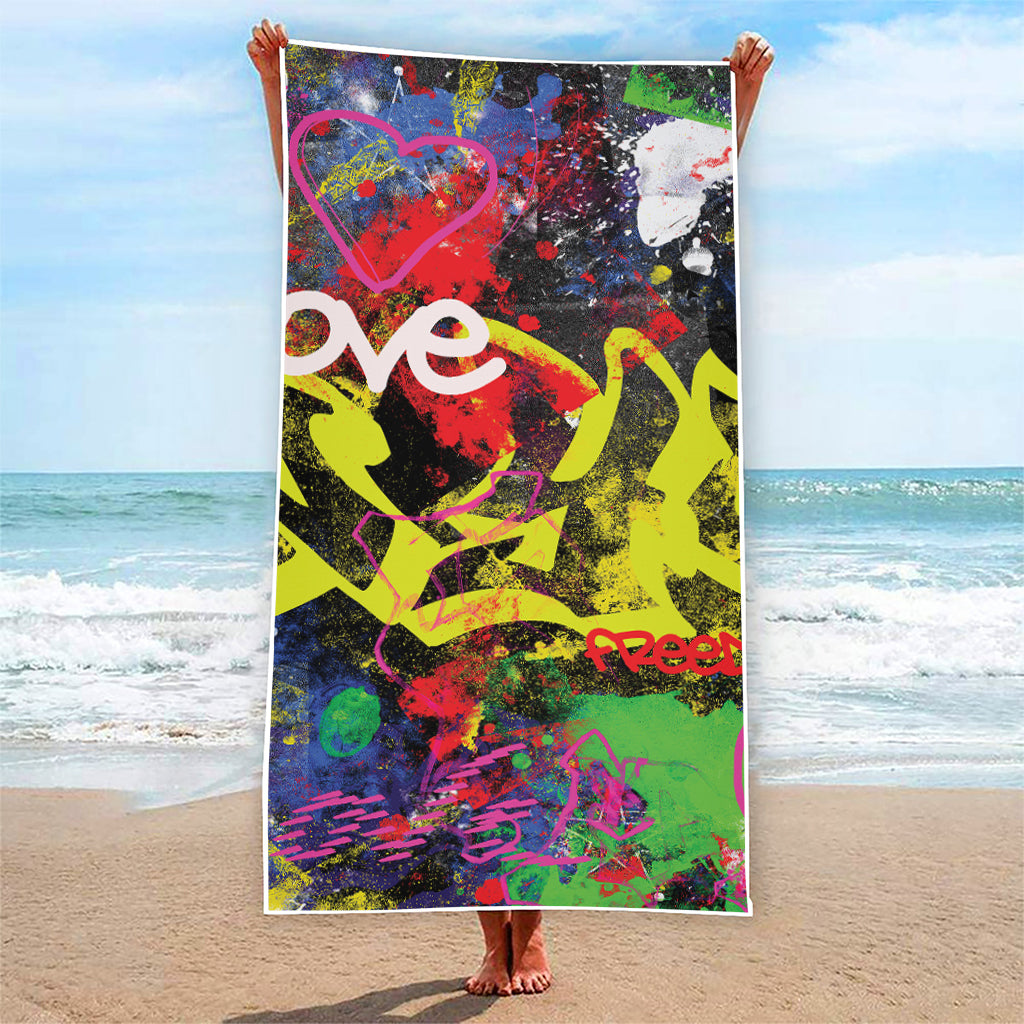 Love NYC Graffiti Print Beach Towel