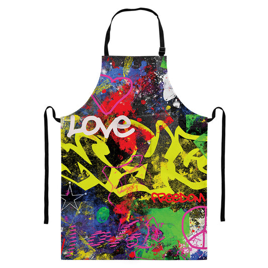 Love NYC Graffiti Print Bib Apron With Pocket