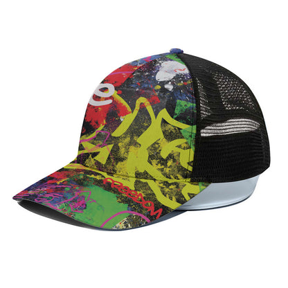 Love NYC Graffiti Print Black Mesh Trucker Cap