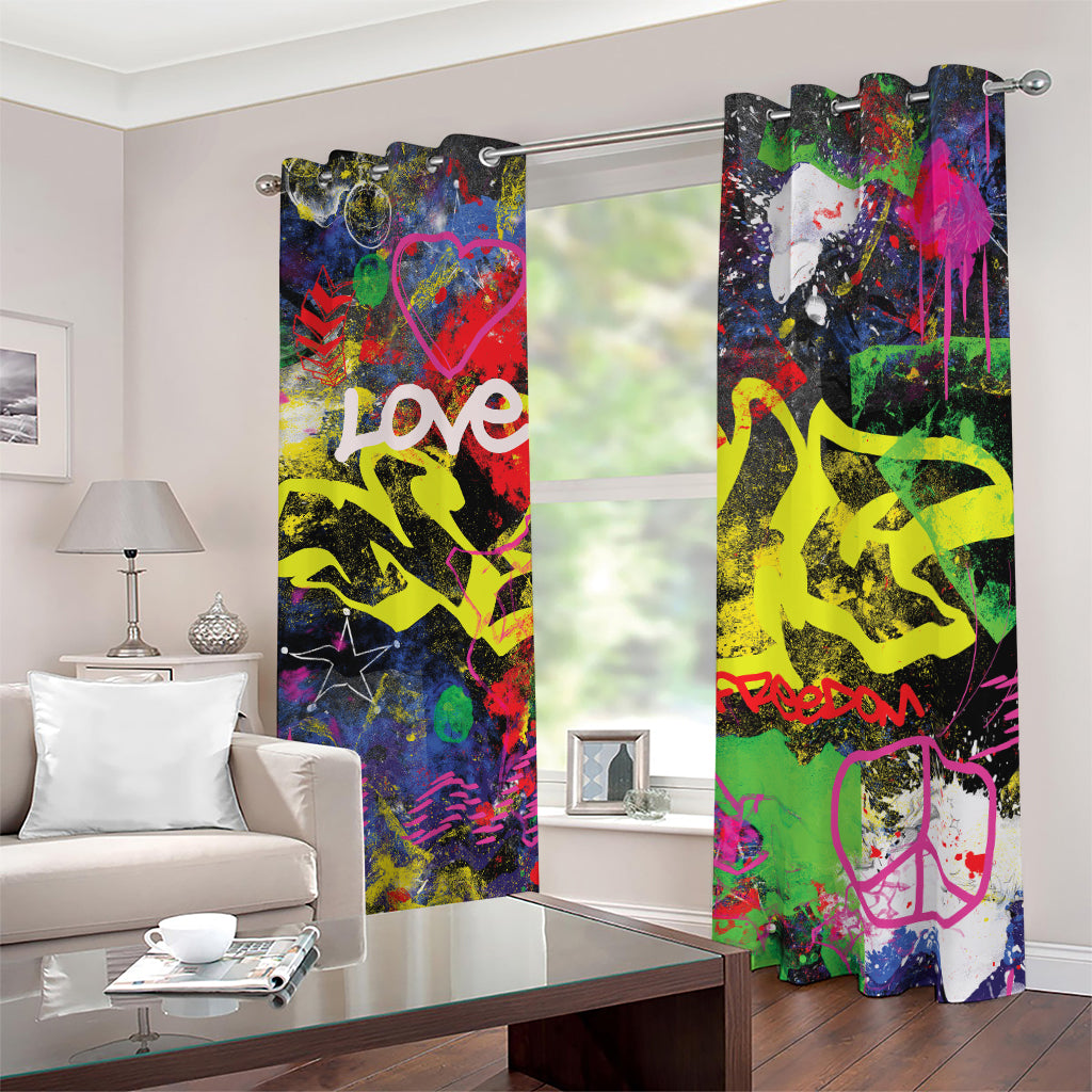 Love NYC Graffiti Print Blackout Grommet Curtains