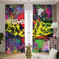 Love NYC Graffiti Print Dimout Pencil Pleat Curtains
