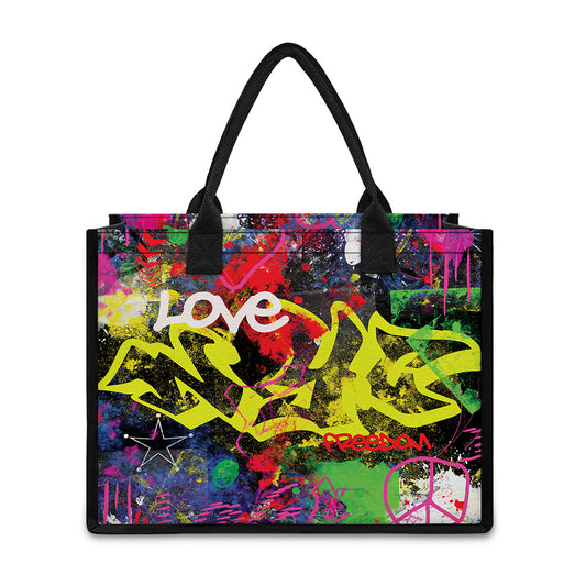 Love NYC Graffiti Print Canvas Tote Bag