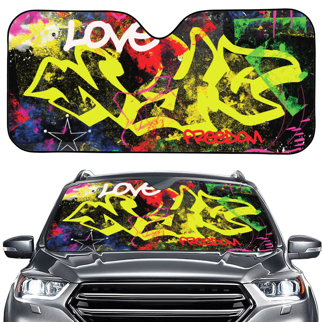 Love NYC Graffiti Print Car Windshield Sun Shade