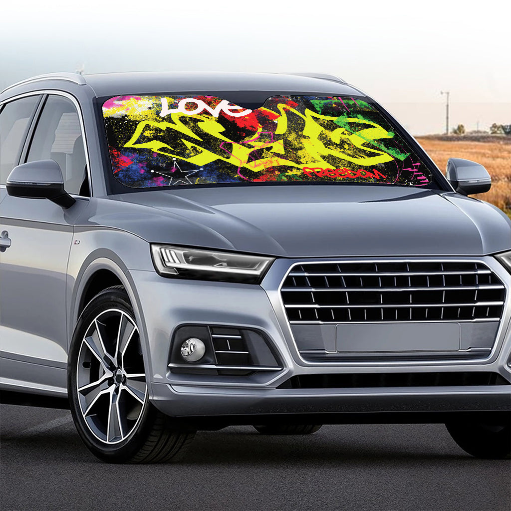 Love NYC Graffiti Print Car Windshield Sun Shade