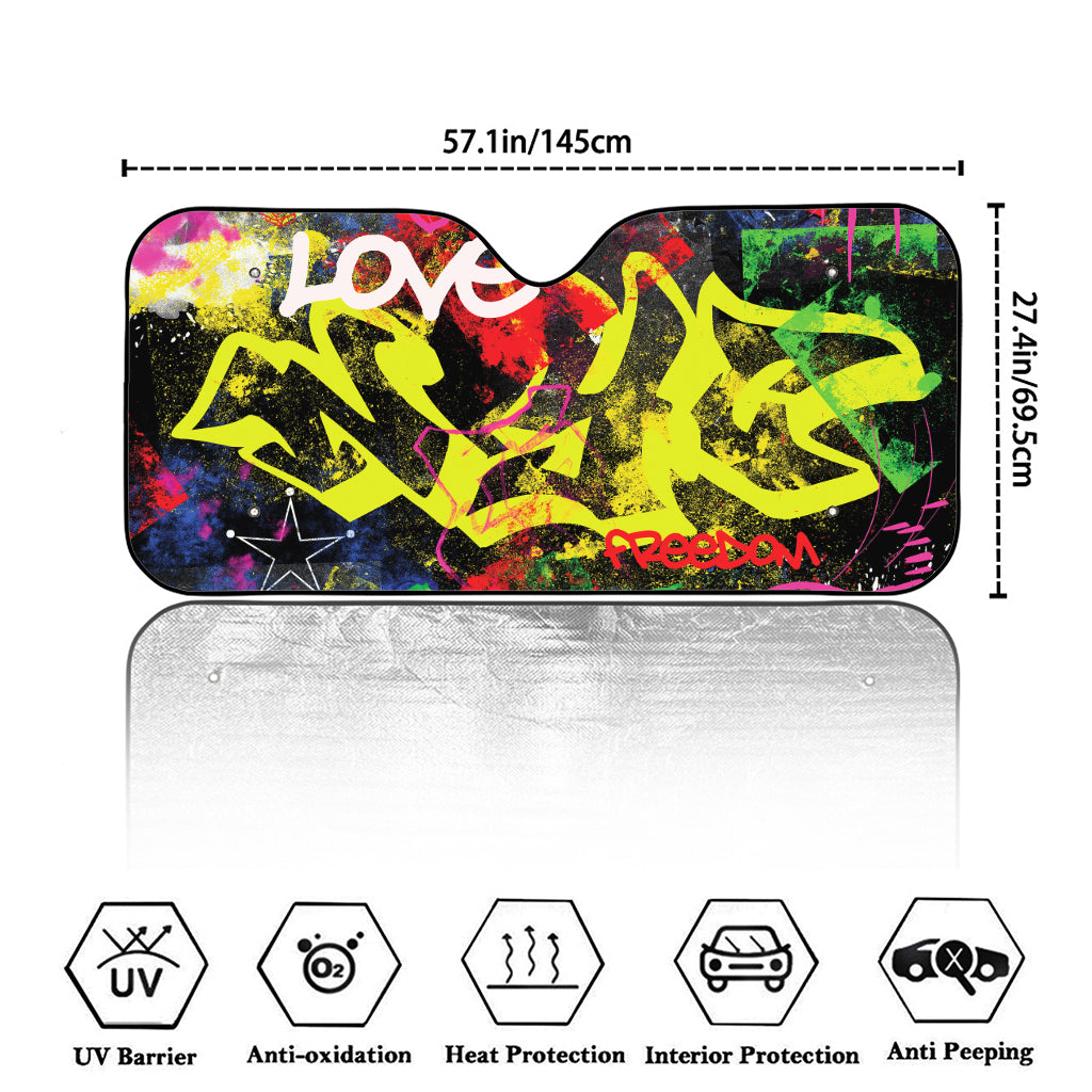 Love NYC Graffiti Print Car Windshield Sun Shade