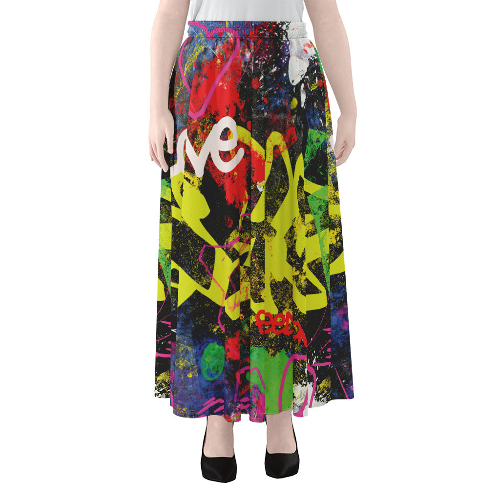 Love NYC Graffiti Print Chiffon Maxi Skirt