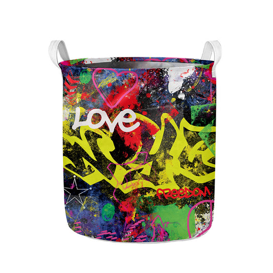 Love NYC Graffiti Print Collapsible Laundry Basket