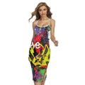 Love NYC Graffiti Print Cross Back Cami Dress