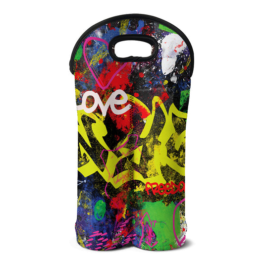 Love NYC Graffiti Print Double Neoprene Wine Tote