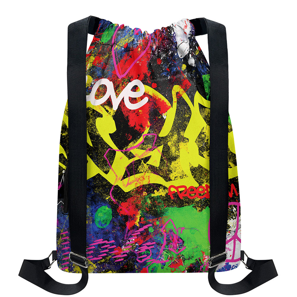Love NYC Graffiti Print Drawstring Backpack