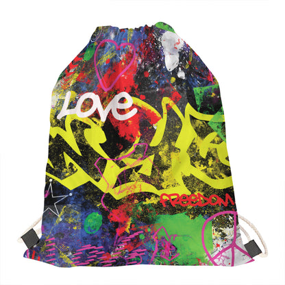 Love NYC Graffiti Print Drawstring Bag