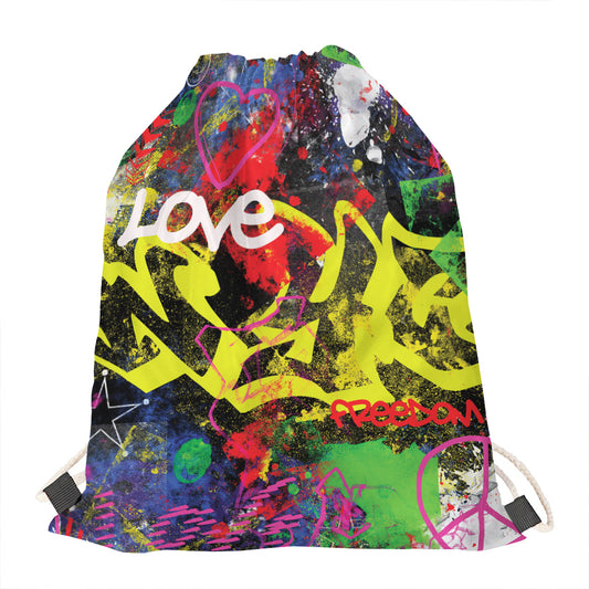 Love NYC Graffiti Print Drawstring Bag