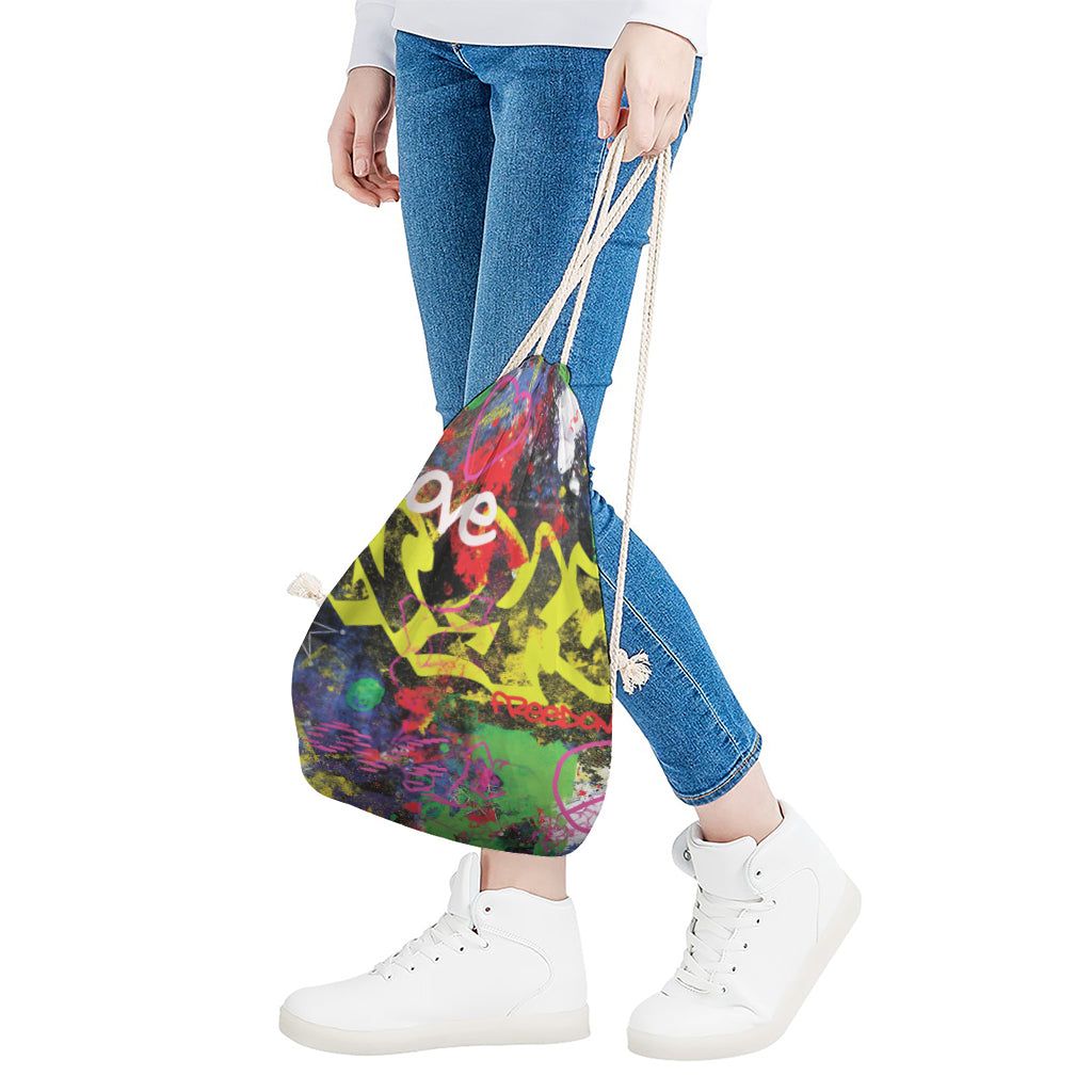 Love NYC Graffiti Print Drawstring Bag