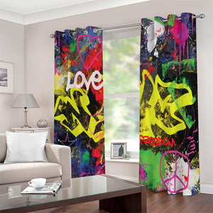 Love NYC Graffiti Print Extra Wide Grommet Curtains