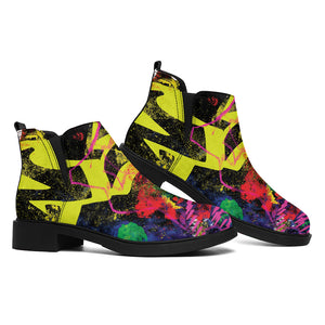 Love NYC Graffiti Print Flat Ankle Boots