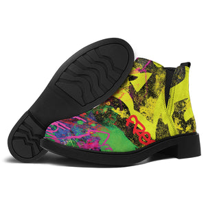 Love NYC Graffiti Print Flat Ankle Boots