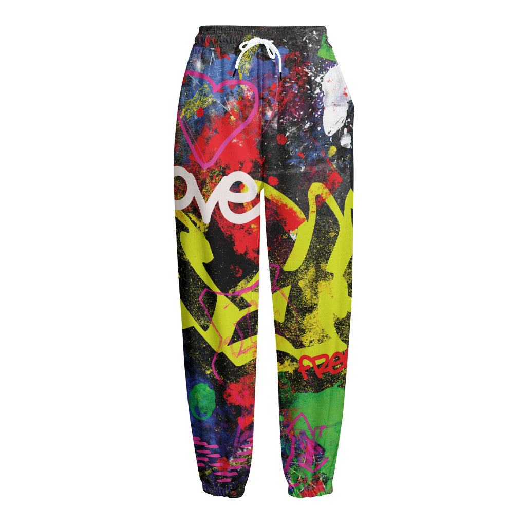 Love NYC Graffiti Print Fleece Lined Knit Pants