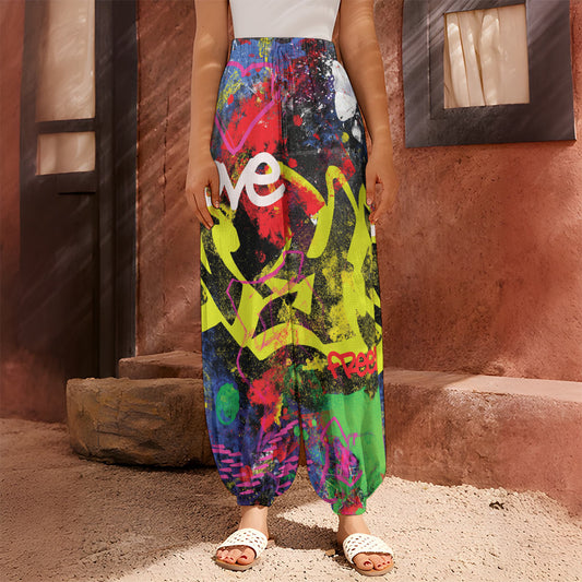 Love NYC Graffiti Print Harem Pants