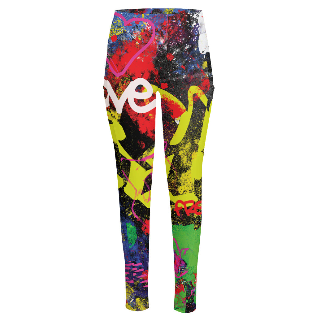 Love NYC Graffiti Print High-Waisted Pocket Leggings