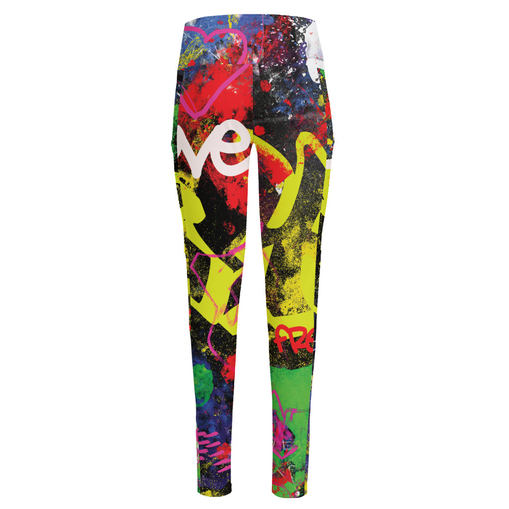 Love NYC Graffiti Print High-Waisted Pocket Leggings